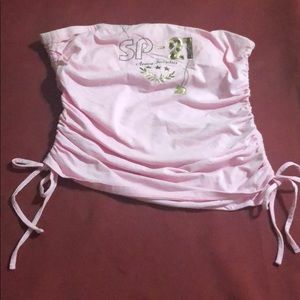 Pink strapless top in cotton